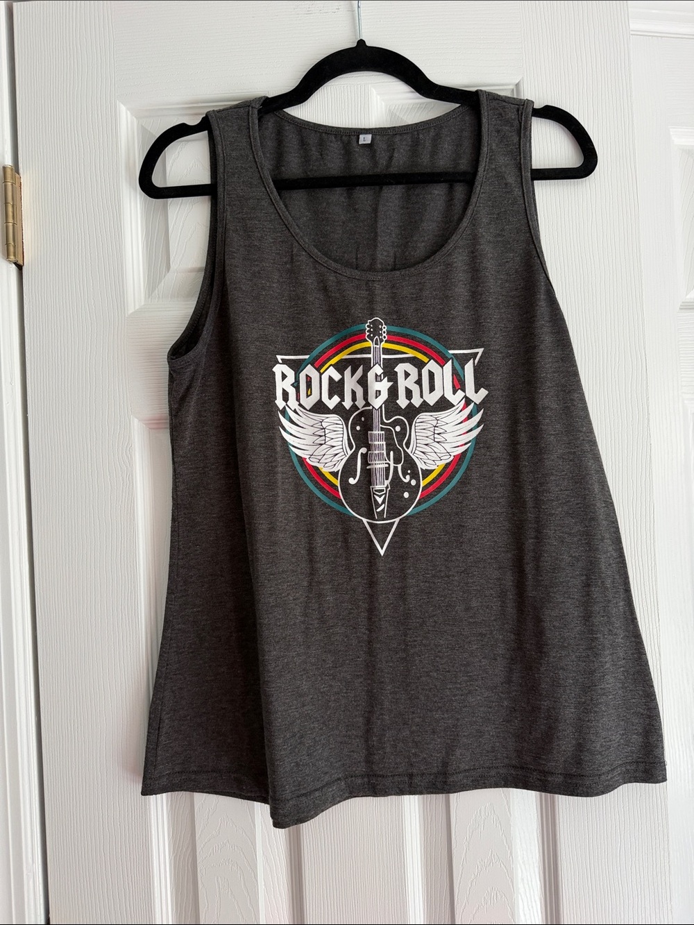 Women’s Dark Gray Rock & Roll Graphic Tank Top